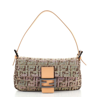 Fendi Baguette Bag Crystal Embellished Zucca Canvas