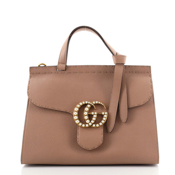 Gucci Pearly GG Marmont Top Handle Bag Leather Small