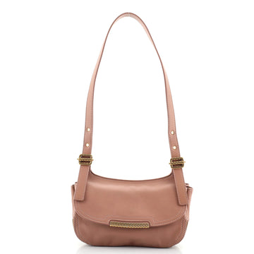 Bottega Veneta Accordion Round Flap Shoulder Bag Leather