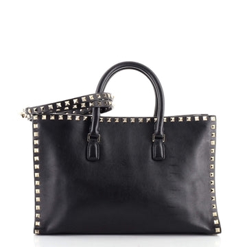 Valentino Rockstud Convertible Open Top Handle Bag Leather Large