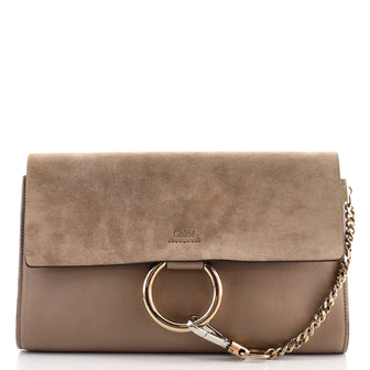 Chloe Faye Clutch Leather and Suede
