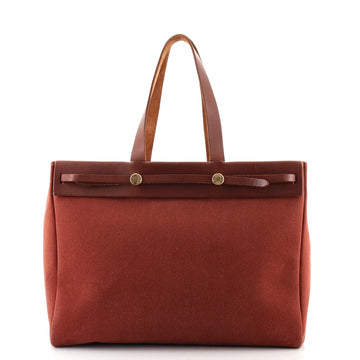 Hermes Herbag Cabas Toile and Leather MM