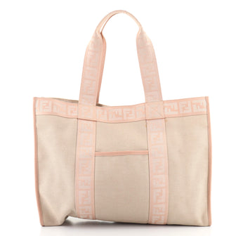 Fendi Zucca Trim Shopping Tote Canvas Large