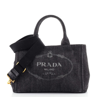 Prada Canapa Convertible Tote Denim Mini