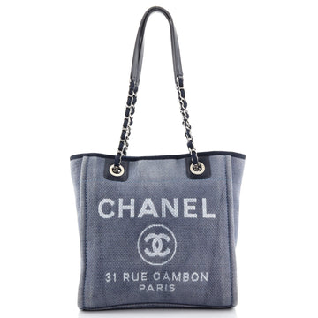 Chanel North South Deauville Tote Canvas Small