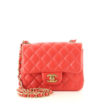 Chanel Square Classic Single Flap Bag Quilted Lambskin Mini
