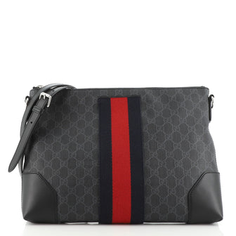 Gucci Web Zip Flat Messenger GG Coated Canvas Medium