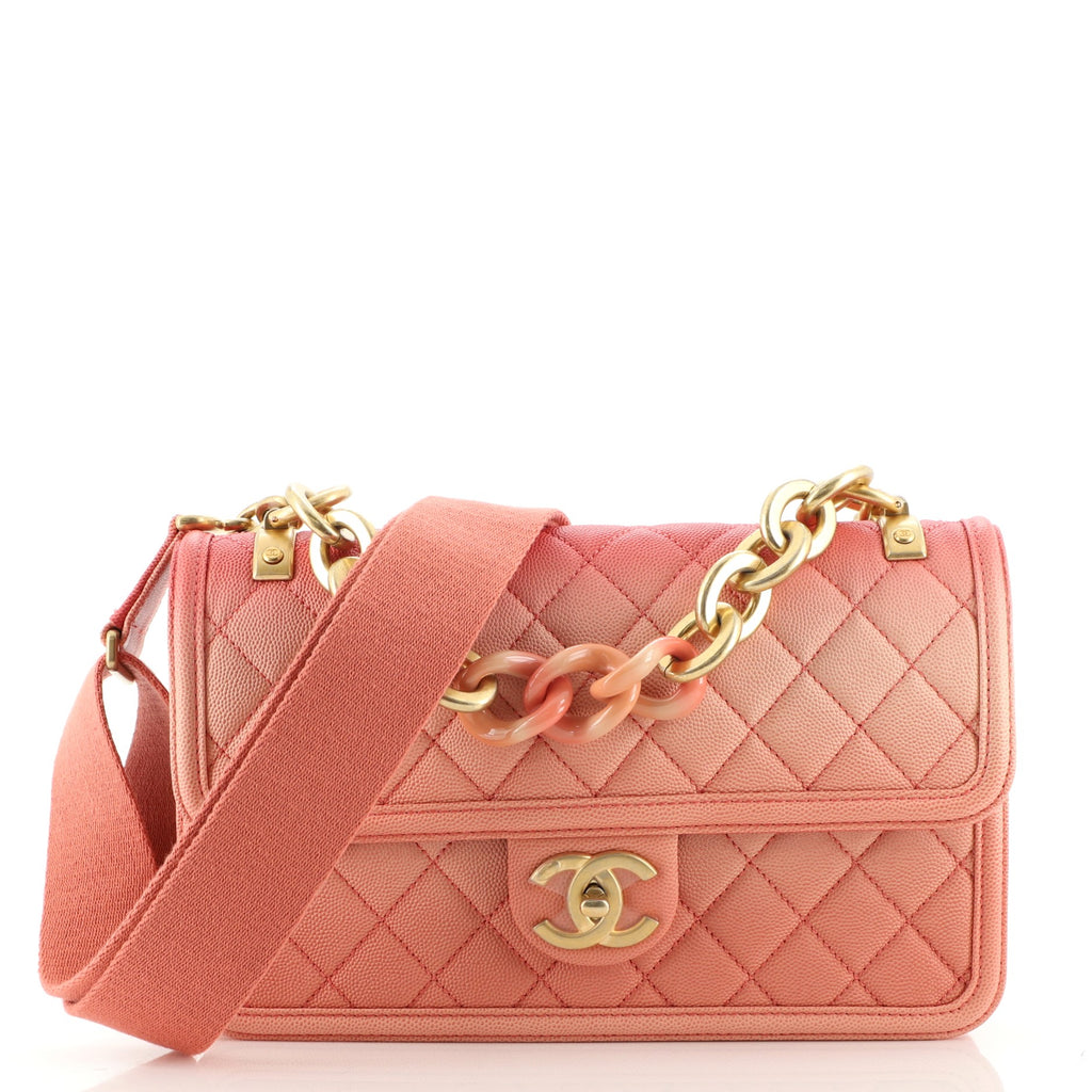 Chanel Sunset On The Sea Flap Bag Quilted Caviar Medium Pink 1173631