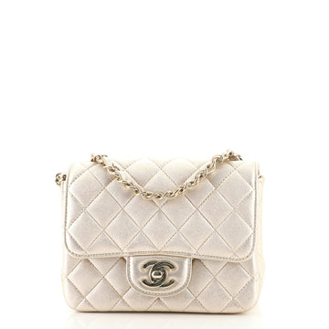 Chanel Square Classic Single Flap Bag Quilted Metallic Lambskin Mini