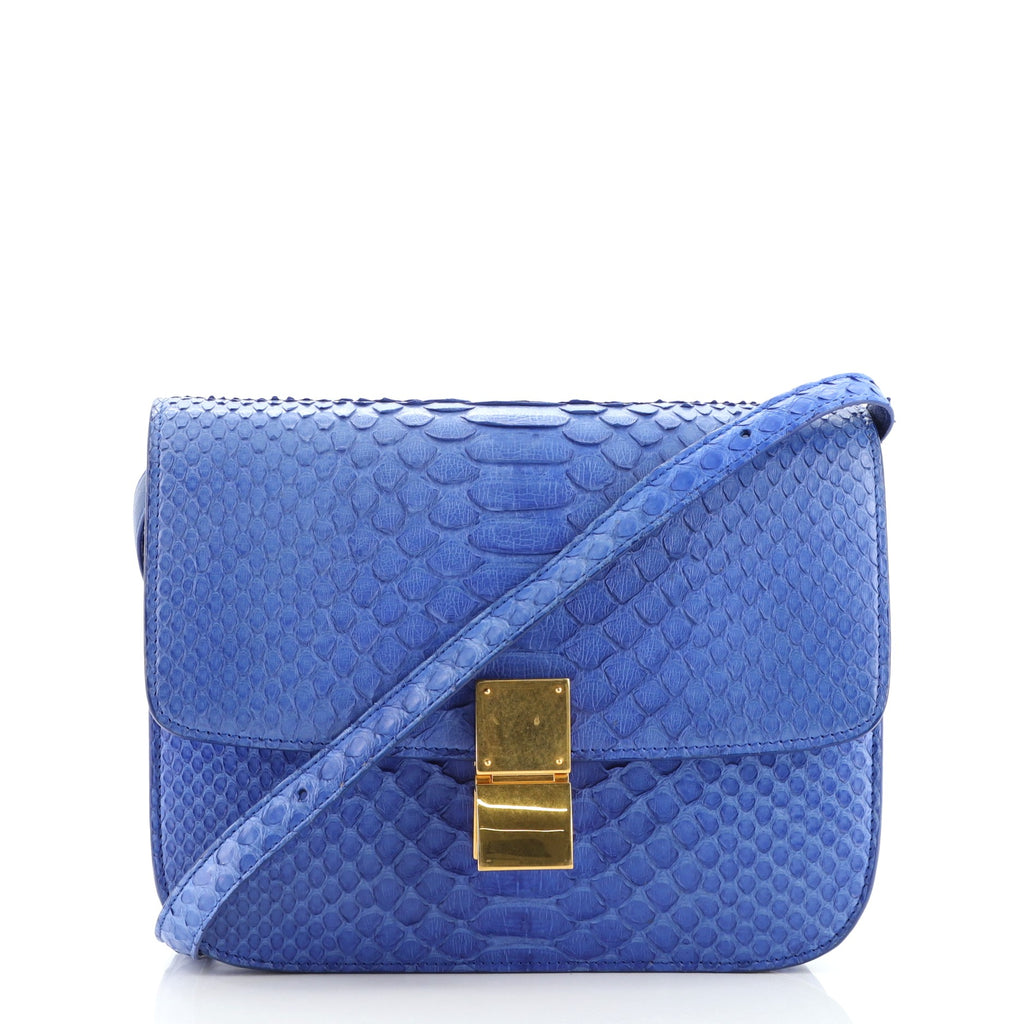 Celine Blue Python Medium Classic Box Bag Celine