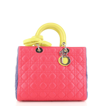 Christian Dior Tricolor Lady Dior Bag Cannage Quilt Lambskin Large