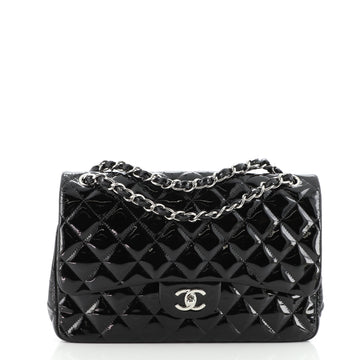 Chanel Classic Double Flap Bag Quilted Patent Jumbo