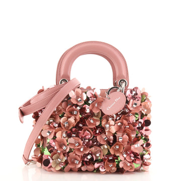 Christian Dior Lady Dior Flower Charm Bag Embellished Leather Mini