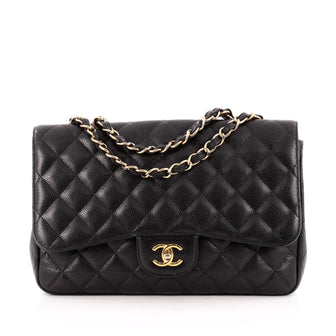 Chanel Classic Single Flap Bag Quilted Caviar Jumbo