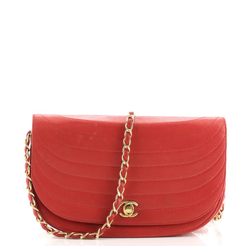 Chanel Vintage Crescent Flap Bag Horizontal Quilted Leather Medium