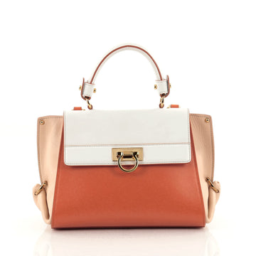 Salvatore Ferragamo Tricolor Sofia Satchel Smooth Leather Small