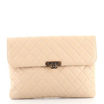 Chanel Golden Class O Case Clutch Quilted Caviar Medium