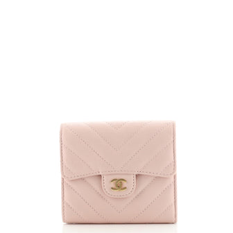 Chanel Trifold Flap Wallet Chevron Goatskin Small