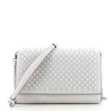 Christian Louboutin Paloma Clutch Spiked Holographic Leather