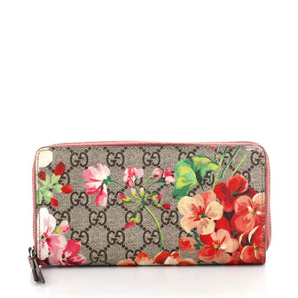 Gucci Zip Around Wallet Blooms Print GG Coated Canvas