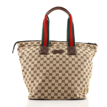 Gucci Web Zip Tote GG Canvas Large