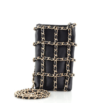 Chanel Chain Frame Phone Clutch with Chain Lambskin