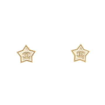 Chanel CC Star Stud Earrings Metal and Resin