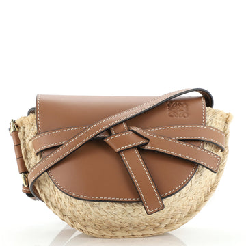 Loewe Gate Shoulder Bag Leather and Straw Mini