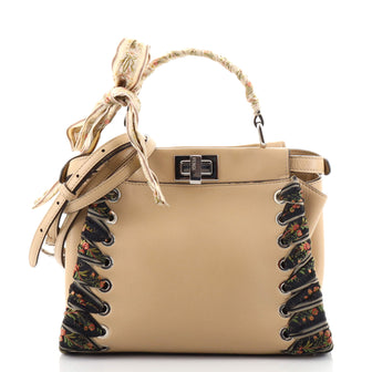 Fendi Peekaboo Bag Leather with Ribbon Whipstitch Mini