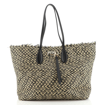 Salvatore Ferragamo Fringe Studio Tote Raffia with Leather