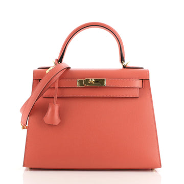 Hermes Kelly Handbag Pink Epsom with Gold Hardware 28