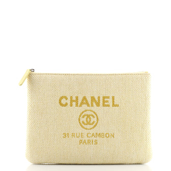 Chanel Deauville Pouch Raffia Medium
