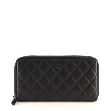 Chanel Zip Around Wallet Quilted Lambskin Long