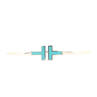 Tiffany & Co. T Wire Bracelet 18K White Gold with Turquoise