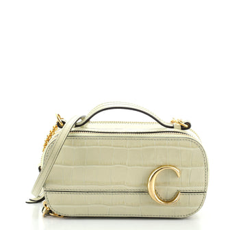 Chloe C Vanity Bag Crocodile Embossed Leather Mini