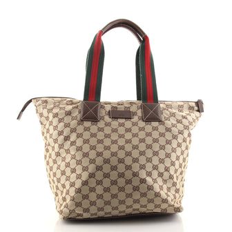 Gucci Web Zip Tote GG Canvas Large