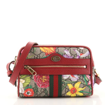 Gucci Ophidia Shoulder Bag Flora GG Coated Canvas Mini