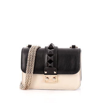 Valentino Glam Lock Shoulder Bag Leather Mini Black 1175901