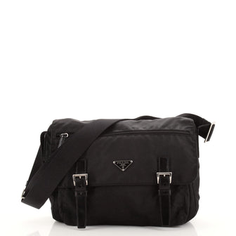 Prada Zip Buckle Messenger Bag Tessuto Medium