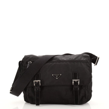 Prada Zip Buckle Messenger Bag Tessuto Medium