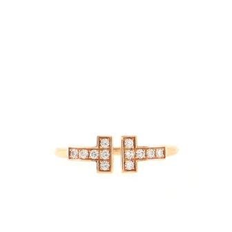 Tiffany & Co. T Wire Ring 18K Rose Gold with Diamonds
