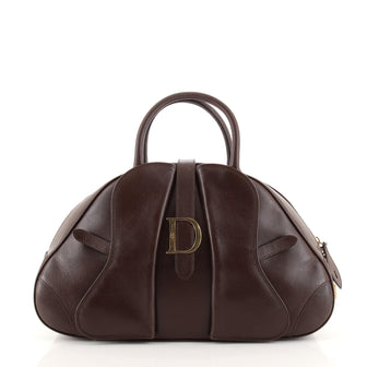 Christian Dior Vintage Saddle Bowler Bag Leather Medium