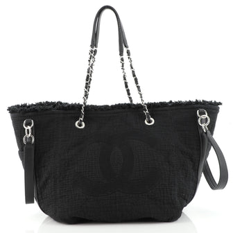 Chanel Double Face Deauville Tote Fringe Quilted Canvas Small