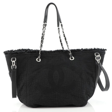 Chanel Double Face Deauville Tote Fringe Quilted Canvas Small