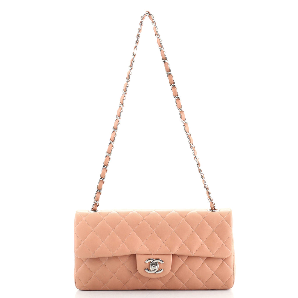2010 CHANEL Quilted Baby Pink Tweed Classic Single Flap Bag with GHW