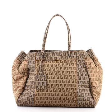 Fendi Shopping Tote Zucchino Coated Canvas with Zucchino Nylon Large