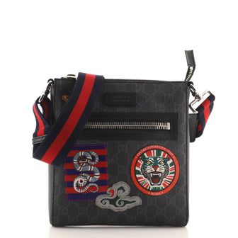 Gucci Night Courrier Zip Messenger GG Coated Canvas with Applique Small