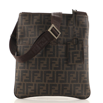 Fendi Flat Front Pocket Messenger Bag Ombre Zucca Coated Canvas Medium
