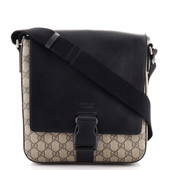 Gucci Buckle Flap Messenger Bag GG Coated Canvas with Leather Medium