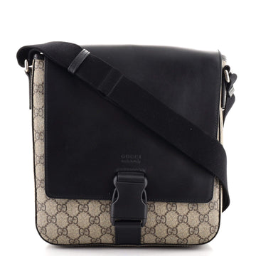 Gucci Buckle Flap Messenger Bag GG Coated Canvas with Leather Medium